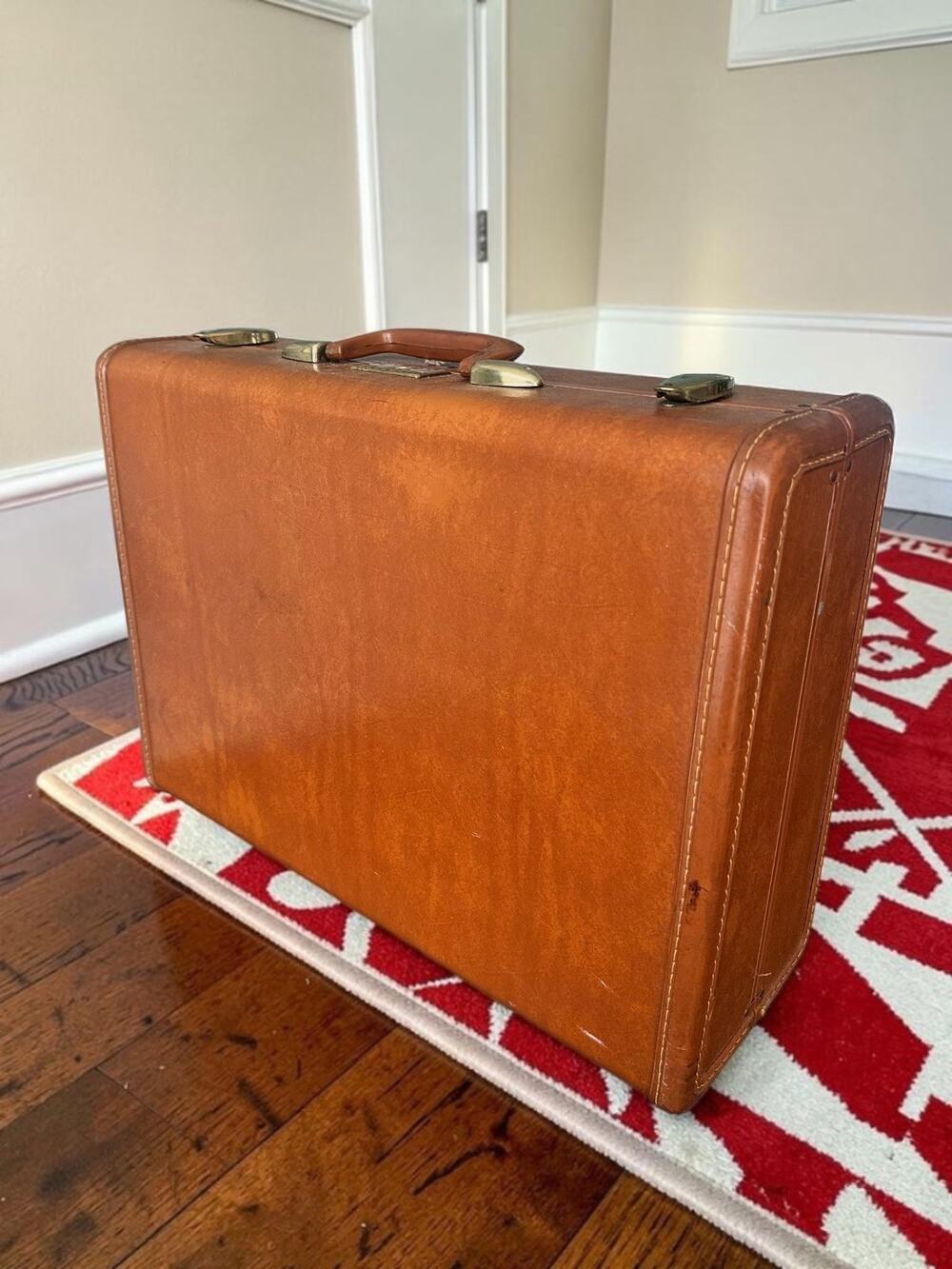 Vintage 1950s 60s Samsonite Streamlite Brown Suitcase Shwayder Bros Luggage